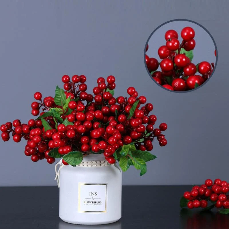 Künstliche Stechpalmenbeeren-Zweige | 28 cm | Schaumstoff | Weihnachts- & Herbstdeko | 6 Farben | Großhandel