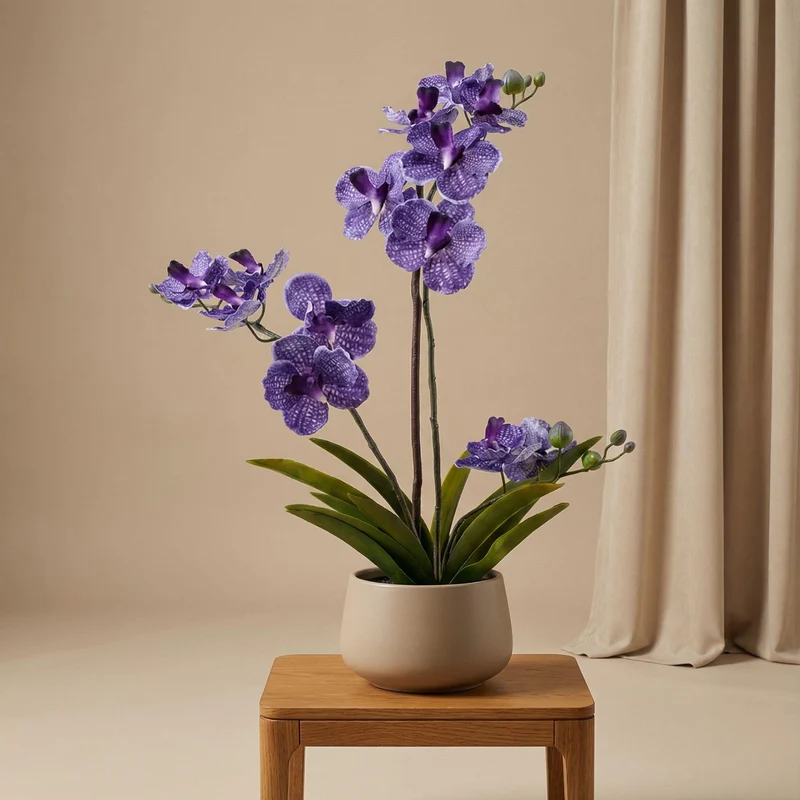 Künstliche Vanda Orchidee 60 cm lila im Topf