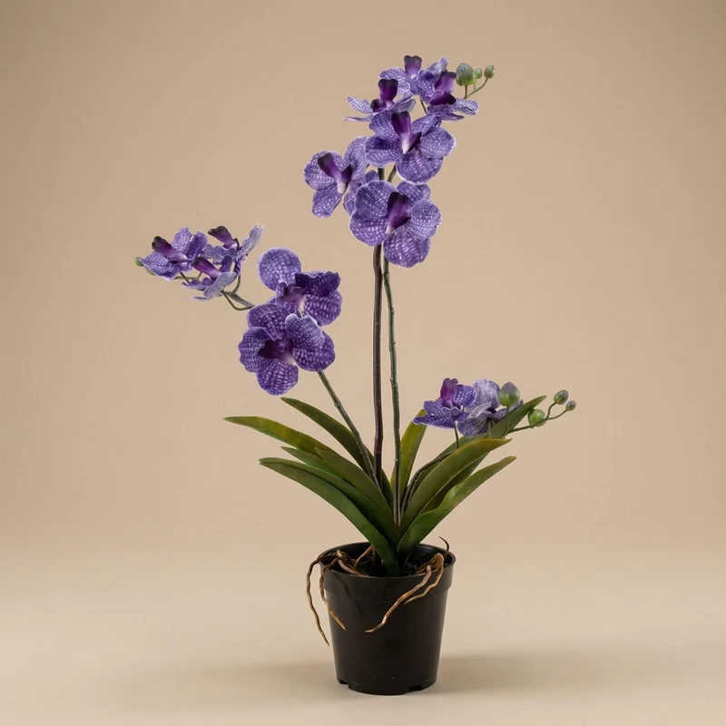 Künstliche Vanda Orchidee 60 cm lila im Topf