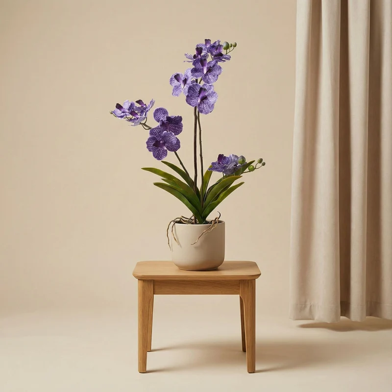Künstliche Vanda Orchidee 60 cm lila im Topf