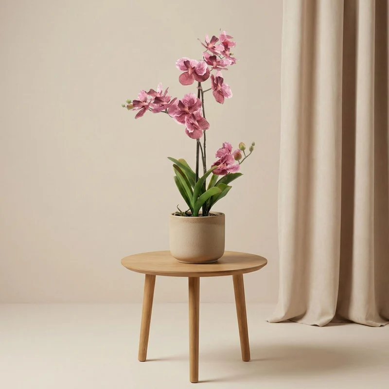 Künstliche Vanda Orchidee 60 cm altrosa im Topf