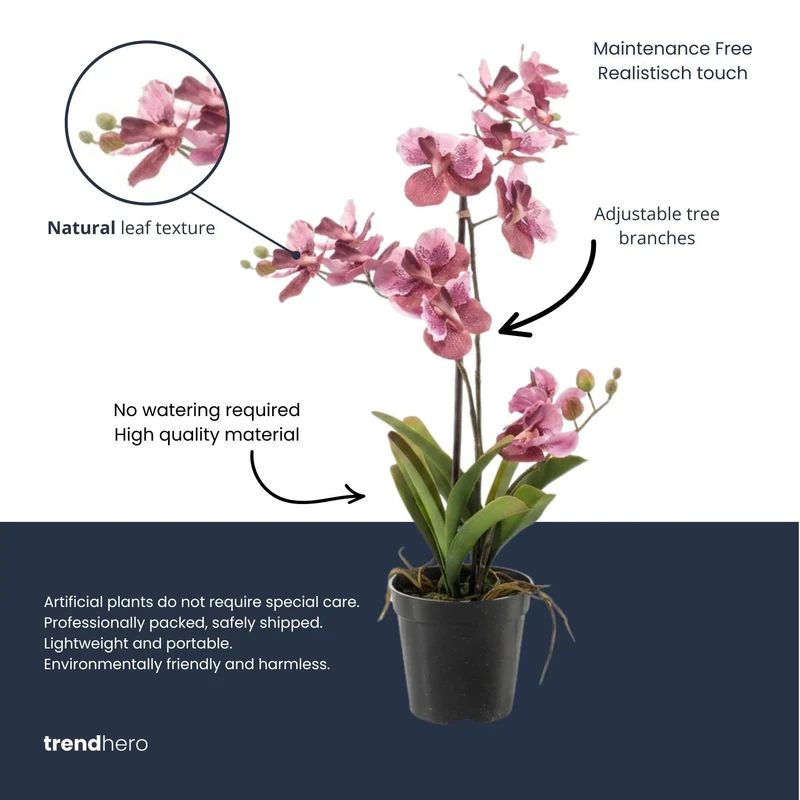 Künstliche Vanda Orchidee 60 cm altrosa im Topf