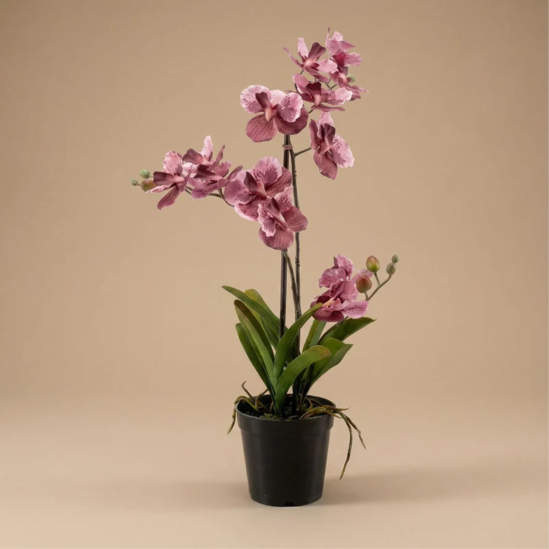 Künstliche Vanda Orchidee 60 cm altrosa im Topf