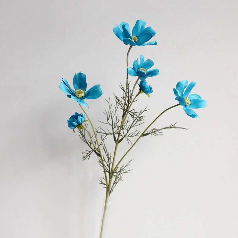 Gänseblümchen Stiel 60 cm, Künstlicher Kosmee Zweig aus Seide, Täuschend echte Kunstblume für Vase, Hochzeit, Gastronomie & Deko