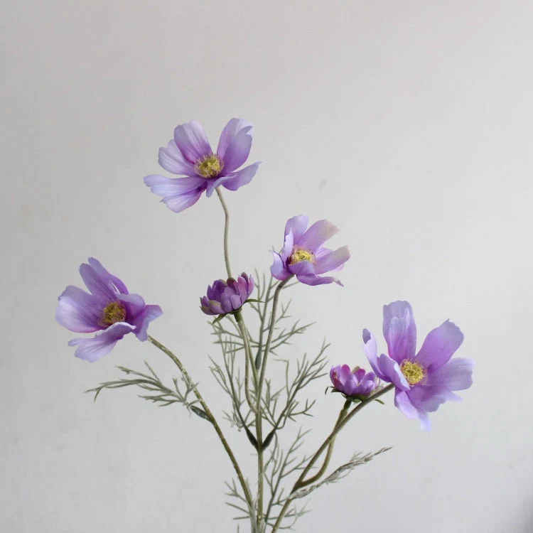 Gänseblümchen Stiel 60 cm, Künstlicher Kosmee Zweig aus Seide, Täuschend echte Kunstblume für Vase, Hochzeit, Gastronomie & Deko