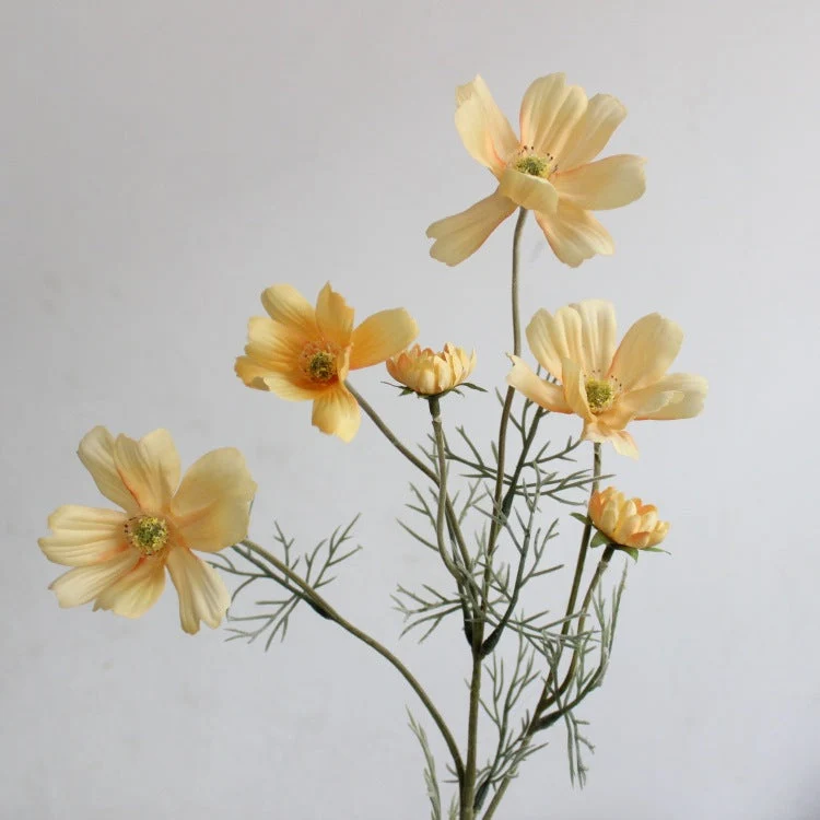 Gänseblümchen Stiel 60 cm, Künstlicher Kosmee Zweig aus Seide, Täuschend echte Kunstblume für Vase, Hochzeit, Gastronomie & Deko
