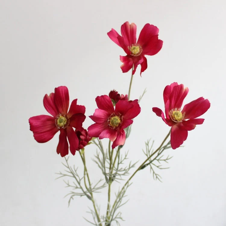 Gänseblümchen Stiel 60 cm, Künstlicher Kosmee Zweig aus Seide, Täuschend echte Kunstblume für Vase, Hochzeit, Gastronomie & Deko