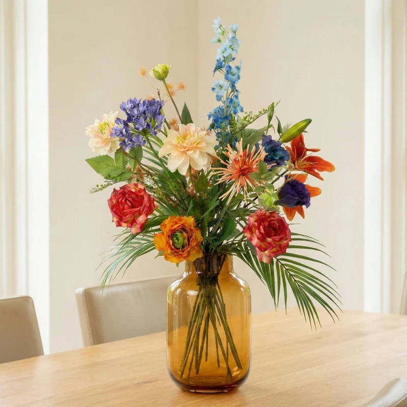 Künstlicher Blumenstrauß Colorful Bloom Deluxe Real Touch 70 cm 18 Stiele