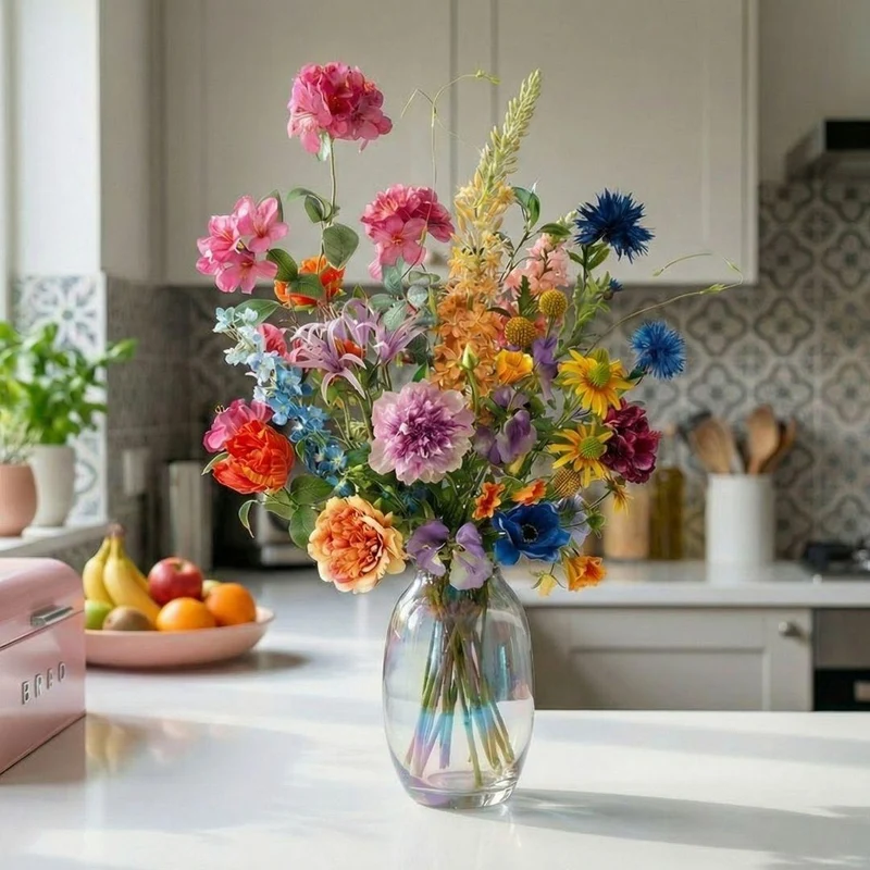 Kunstblumenstrauß - Summer Garden Deluxe - Real Touch - 19 Stiele - ↑ 100 cm