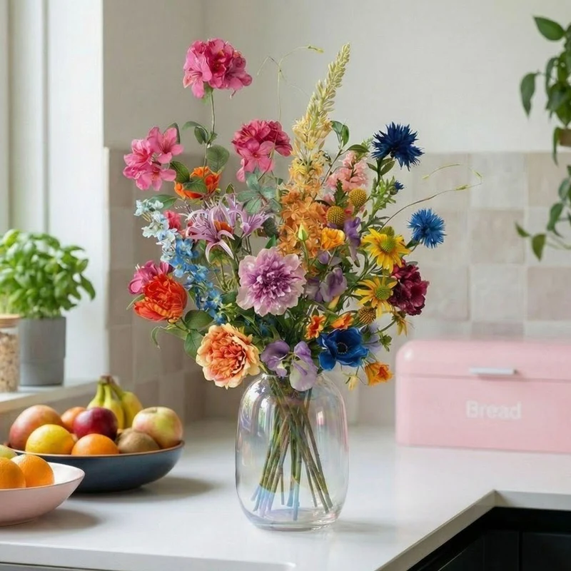 Kunstblumenstrauß - Summer Garden Deluxe - Real Touch - 19 Stiele - ↑ 100 cm