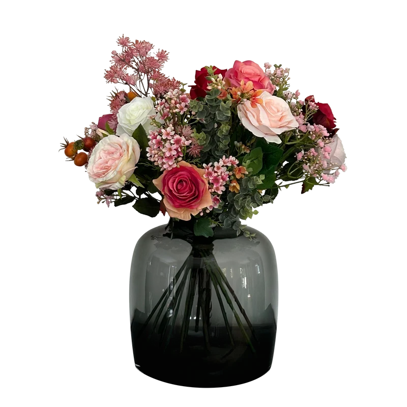 Kunstblumen - Bouquet M - Flame Roses - 45 cm