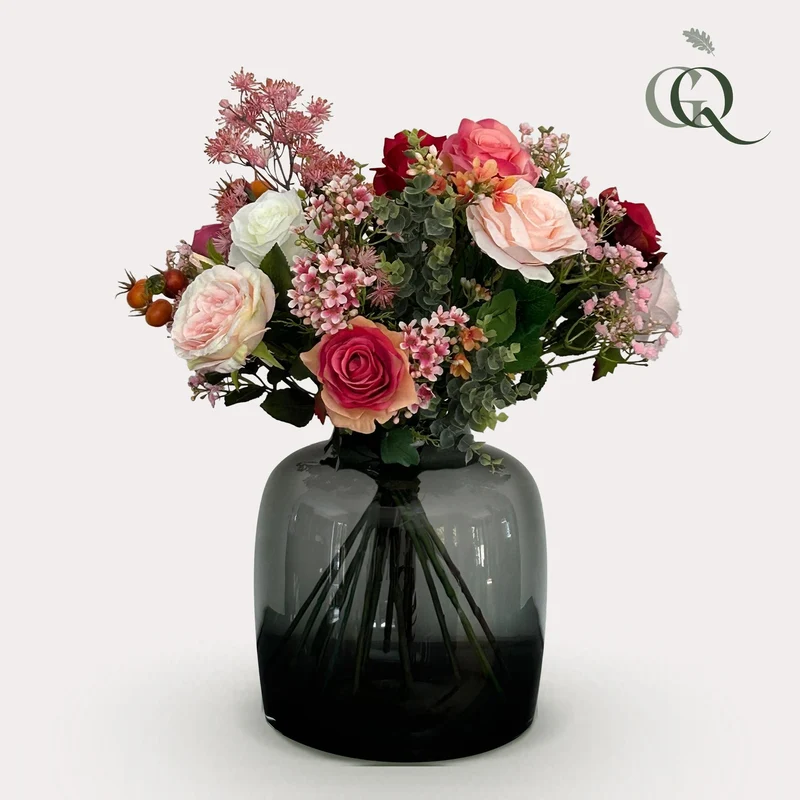 Kunstblumen - Bouquet M - Flame Roses - 45 cm