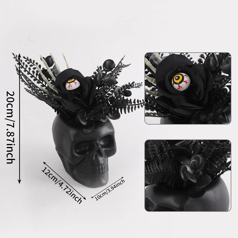 Halloween Skelettopflanze, 20cm Kunststoff, Gruselige Deko für Hochzeiten, Feste, Cafés, Hotels, Einzelhandel