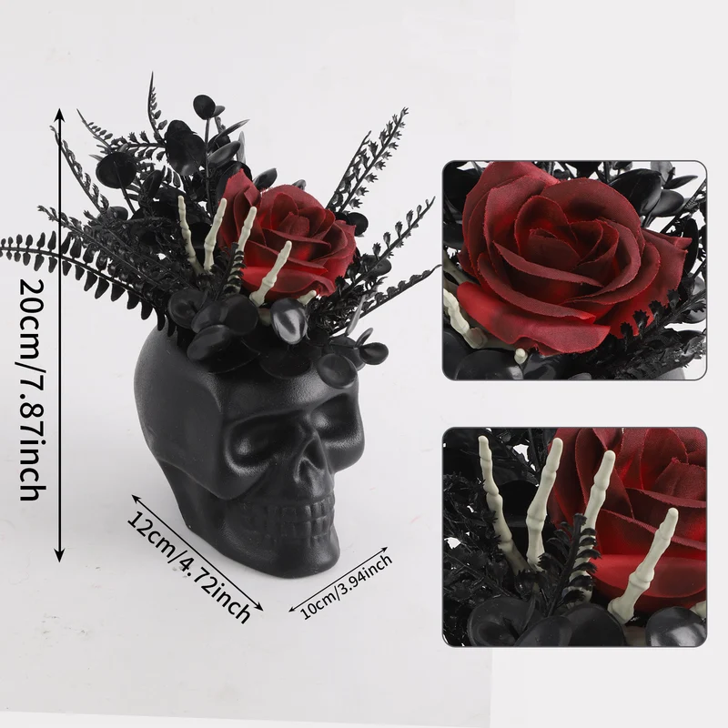 Halloween Skelettopflanze, 20cm Kunststoff, Gruselige Deko für Hochzeiten, Feste, Cafés, Hotels, Einzelhandel