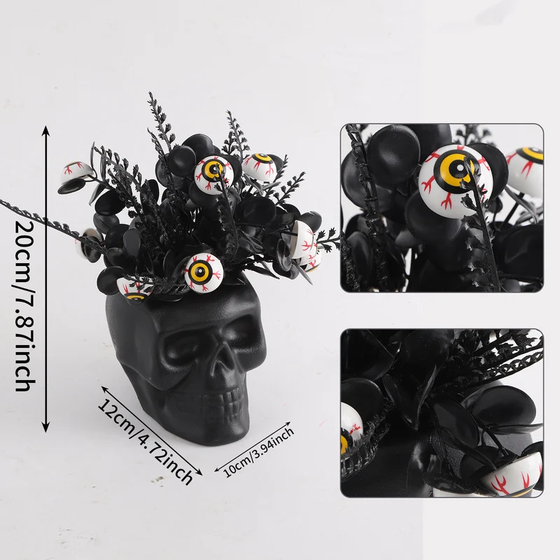 Halloween Skelettopflanze, 20cm Kunststoff, Gruselige Deko für Hochzeiten, Feste, Cafés, Hotels, Einzelhandel
