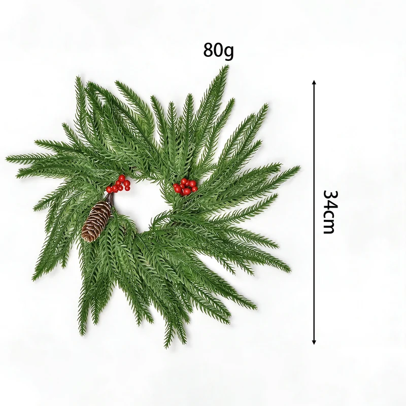 Weihnachtskranz mit Kerzenhalter, 2-farbiger Nordmanntanne-Kunststoff, 30 cm Durchmesser, realistische Optik, für Hochzeiten, Dekoration, Innenbereich