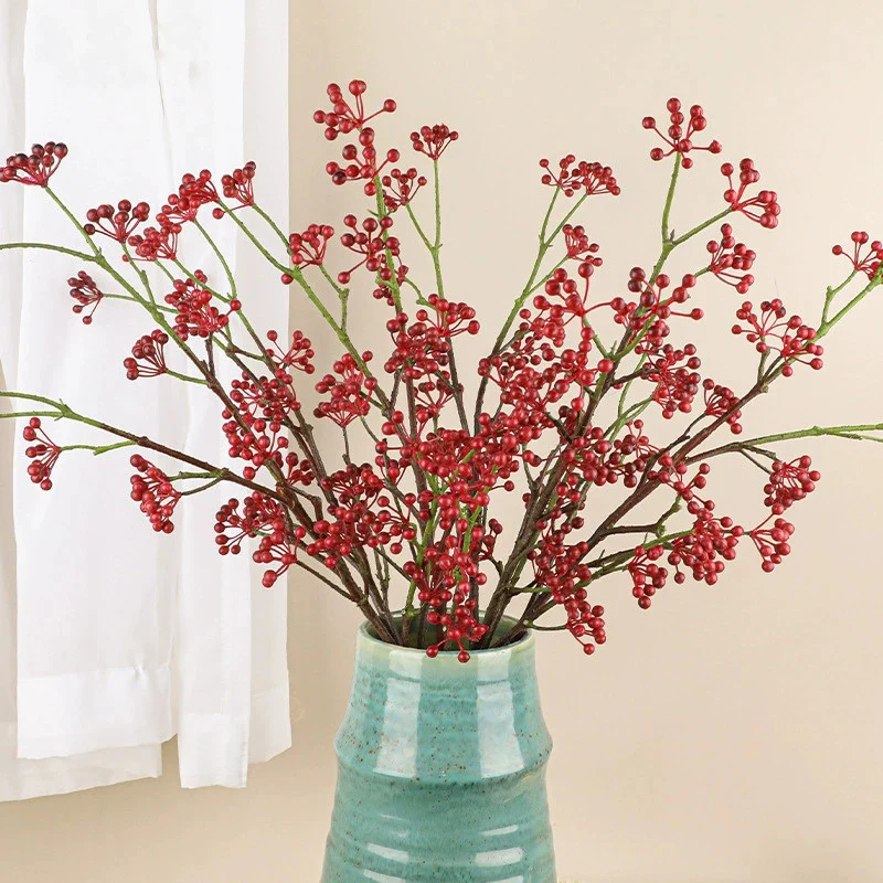 80 cm rote und blaue künstliche Beeren, realistisch, für Hochzeiten, Innendekoration, Café- und Einzelhandel, pflegeleicht