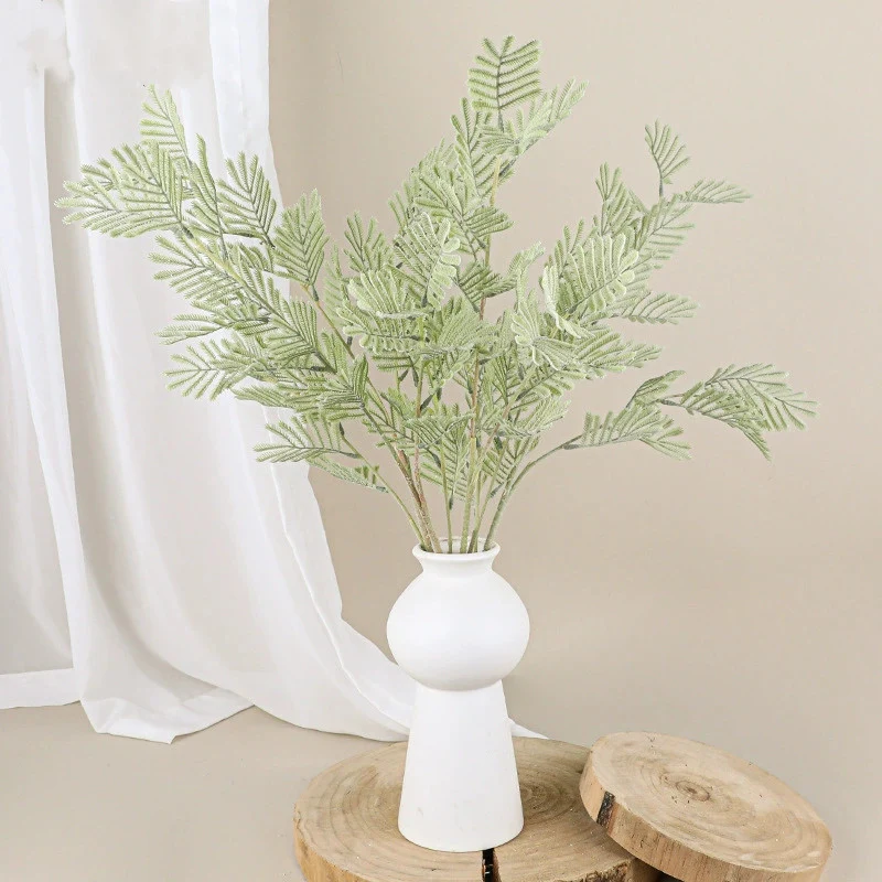 75 cm hohe, realistische Mimose, graugrün, perfekte Dekoration für Hochzeiten, Cafés, Einzelhandel, pflegeleicht, langlebig, allergiefrei