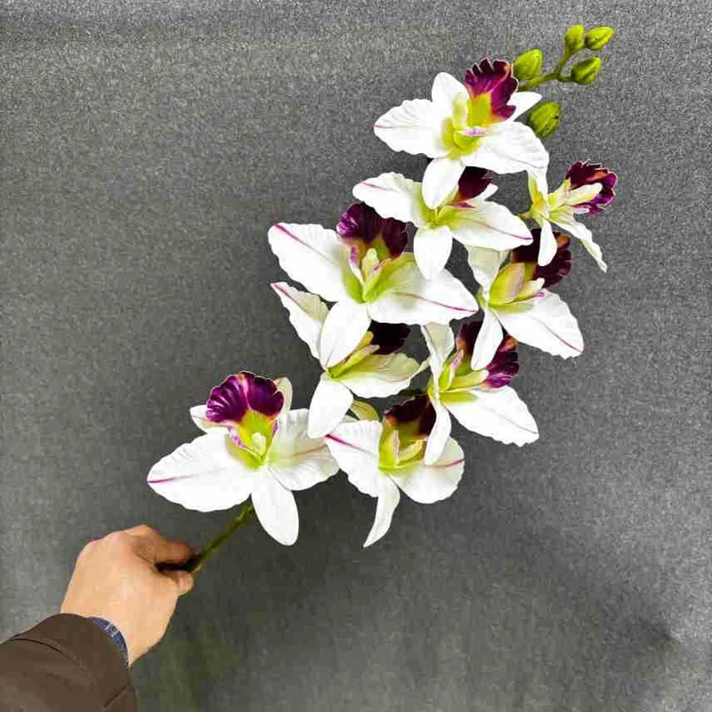 Künstliche 9 Kopf Cattleya Orchidee, 100 cm, realistische Textur, perfekt für Hochzeiten, Cafés, Einzelhandel, langlebig und wartungsfrei