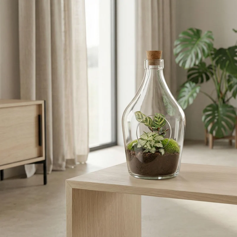 Korbmarante kaufen – Open terrarium Joss - Calathea Makoyana & Fittonia white Tiger - ↑ 30 cm