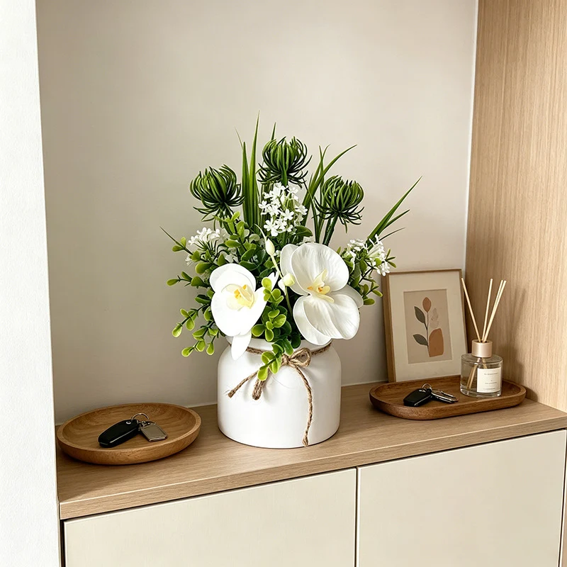 Künstliche Orchidee Phalaenopsis im Topf, 23 cm hoch, moderne Deko für Zuhause, Büro, Hotel, realistisch, pflegeleicht