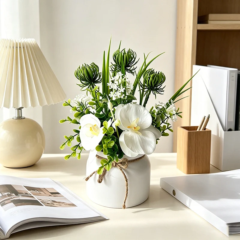 Künstliche Orchidee Phalaenopsis im Topf, 23 cm hoch, moderne Deko für Zuhause, Büro, Hotel, realistisch, pflegeleicht