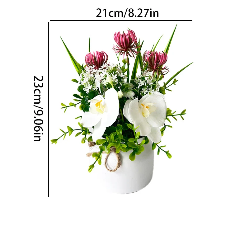 Künstliche Orchidee Phalaenopsis im Topf, 23 cm hoch, moderne Deko für Zuhause, Büro, Hotel, realistisch, pflegeleicht
