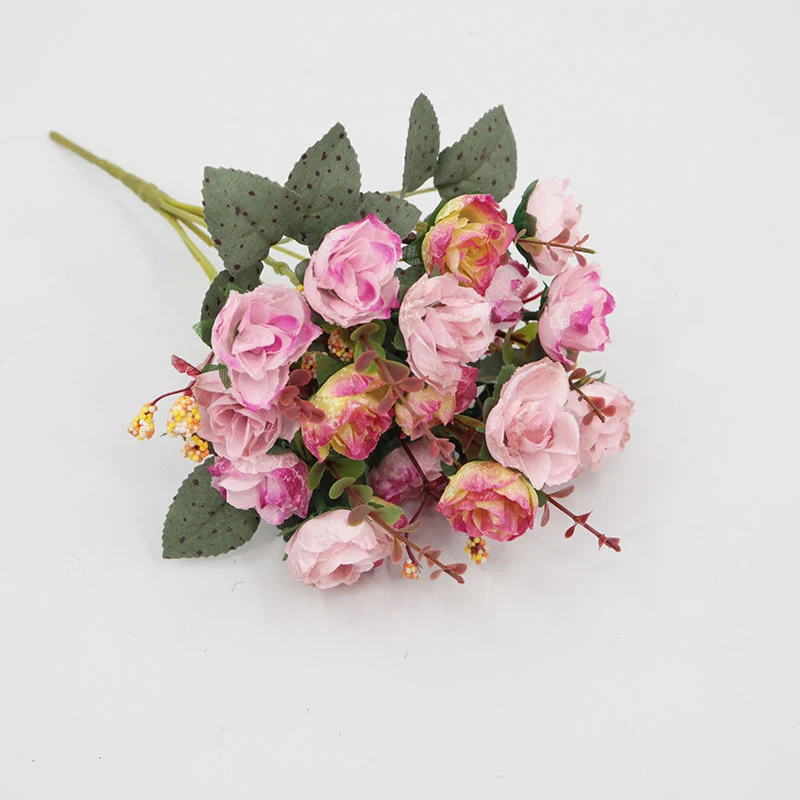 Kunstrosen Strauß 21 Köpfe, 30 cm Diamant-Rose in Herbstfarben, täuschend echte Seidenblumen für Hochzeit, Vase, Deko & Grabschmuck