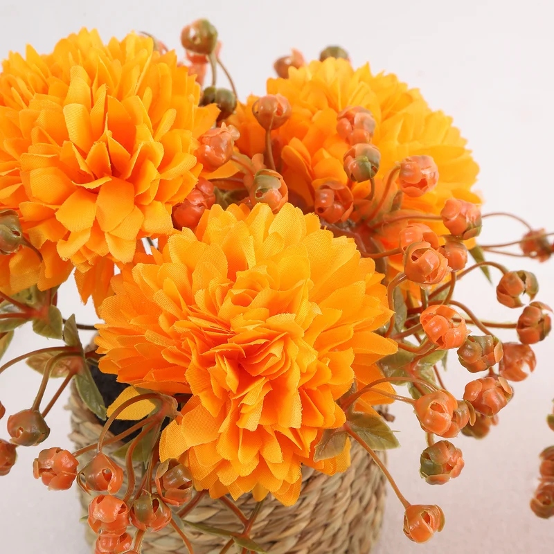 Künstliche Chrysanthemen im Topf, 2er-Set, 14cm | Naturgetreue Kugel-Chrysantheme in Herbstfarben für Tischdeko, Hochzeit, Gastronomie