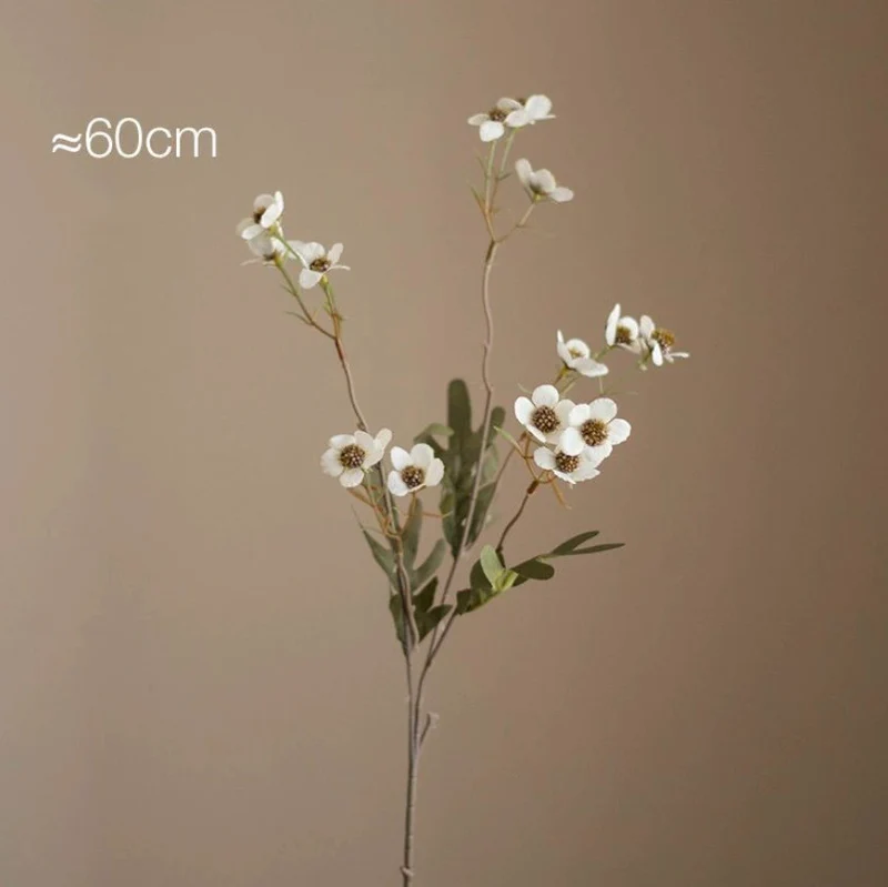 Kunstblumen Pflaumenblüten Zweig 60cm, Täuschend Echt im Vintage-Stil, Dekozweig für Vase, Tischdeko, Hochzeit, Langlebiger Seidenblumen-Strauß