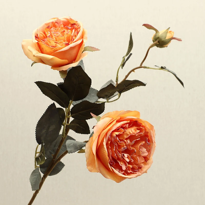 Künstlicher Herbst-Rosenstrauß 72 cm, realistisch, in warmen Farben, perfekt für Hochzeiten, Tischdekoration, Café- und Hotelgestaltung
