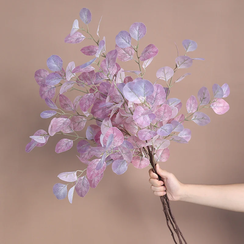 Eukalyptuszweig Herbst 85 cm, Täuschend Echter Kunstzweig, Real-Touch Deko für Vase, Hochzeit & Floristik, Silberdollar-Eukalyptus