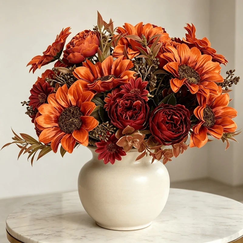 Künstliche Sonnenblume und Pfingstrose, 30 cm, täuschend echt, für Hochzeiten, Dekoration, Inneneinrichtung, langlebig, pflegeleicht