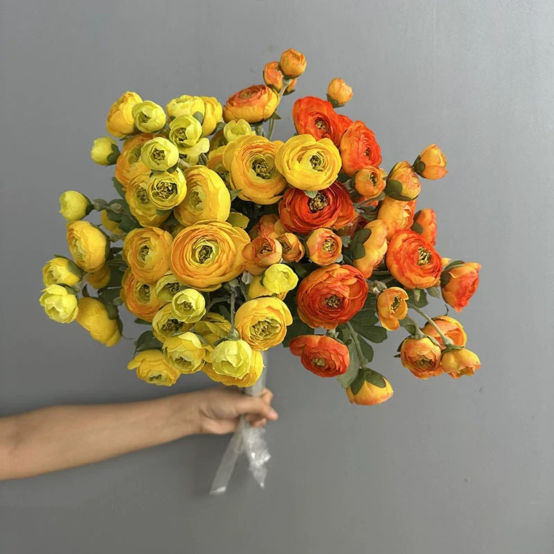 Künstliche 7-Kopf Camellia Blume, 47 cm, realistisch, in 8 Farben, ideal für Hochzeiten, Veranstaltungen, Café-Dekoration, langlebig, pflegeleicht