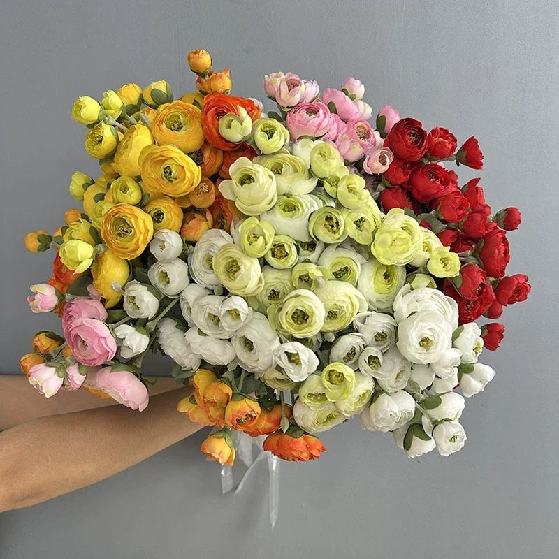 Künstliche 7-Kopf Camellia Blume, 47 cm, realistisch, in 8 Farben, ideal für Hochzeiten, Veranstaltungen, Café-Dekoration, langlebig, pflegeleicht