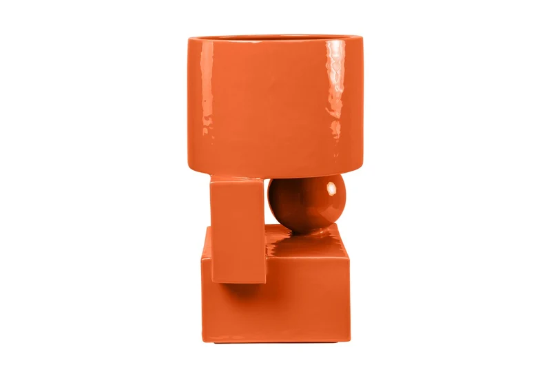 Casa Padrino Luxus Pflanzgefäß Orange 28 x 25 x H. 43,5 cm - Hohes Steingut Pflanzgefäß im Carrot Finish - Luxus Deko Accessoires