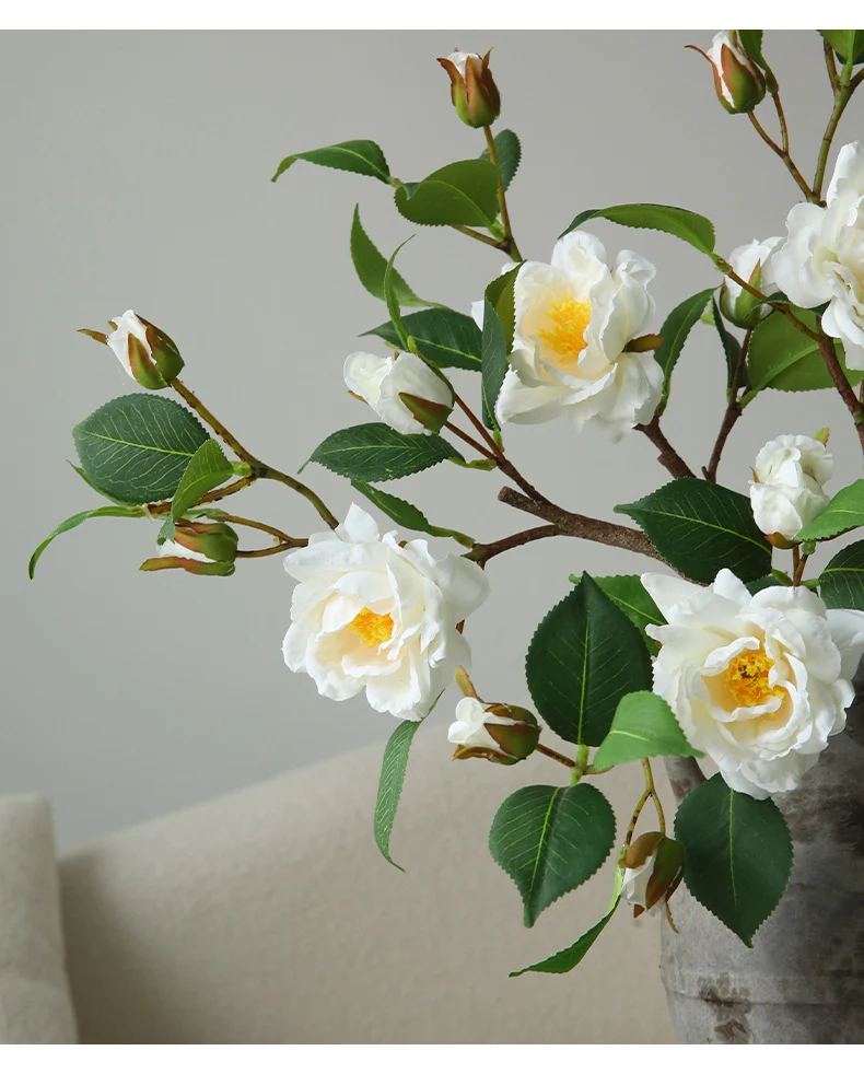 Künstliche 52cm Camellia Blume, Realistische Seidenblume, Hochwertige Deko für Hochzeit, Café, Einzelhandel, Romantisches Ambiente