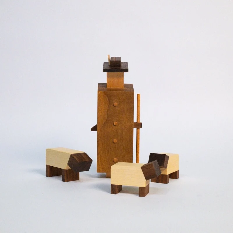 Krippenfigur Hirte Hans mit 3 Schafen - DesignWe.Love