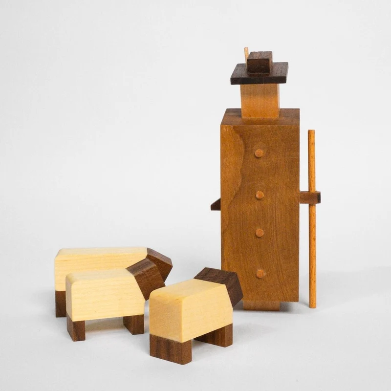 Krippenfigur Hirte Hans mit 3 Schafen - DesignWe.Love