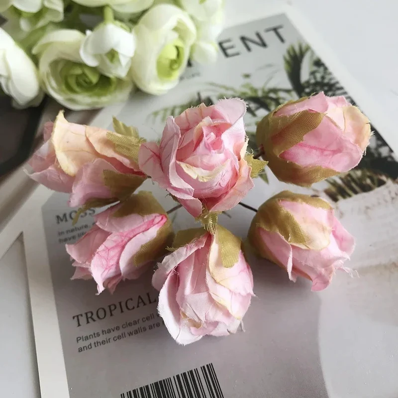 Künstlicher Rosenbund 11cm, 9 Vintage-Farben, Täuschend Echte Seidenblumen für DIY, Hochzeit, Ansteckblume, Gestecke & Tischdeko