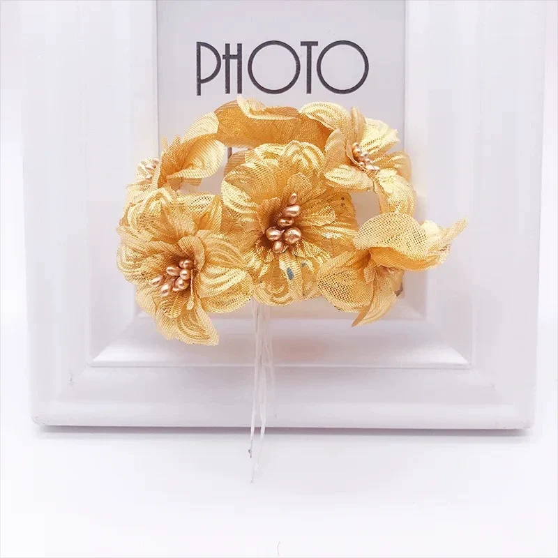 Künstliche Pfingstrose Blumenstrauß, 11 cm, realistische Optik, Gold und Silber, ideal für Hochzeiten, Dekoration, Geschenke
