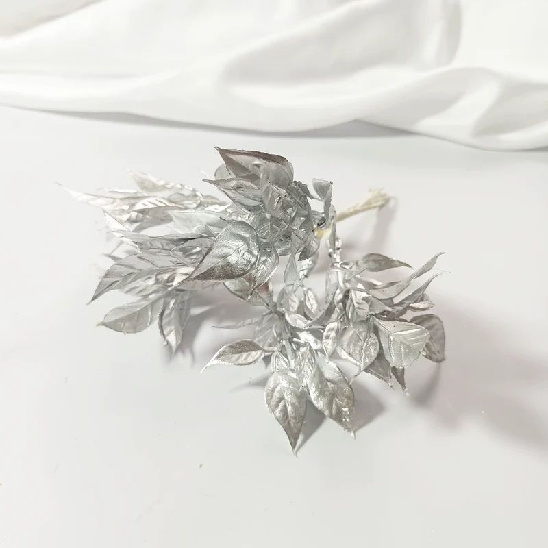 Goldene Deko Blätter 14 cm, Künstliche Blätter für DIY Basteln, Hochzeit, Gestecke, Ansteckblumen, Realistische Optik