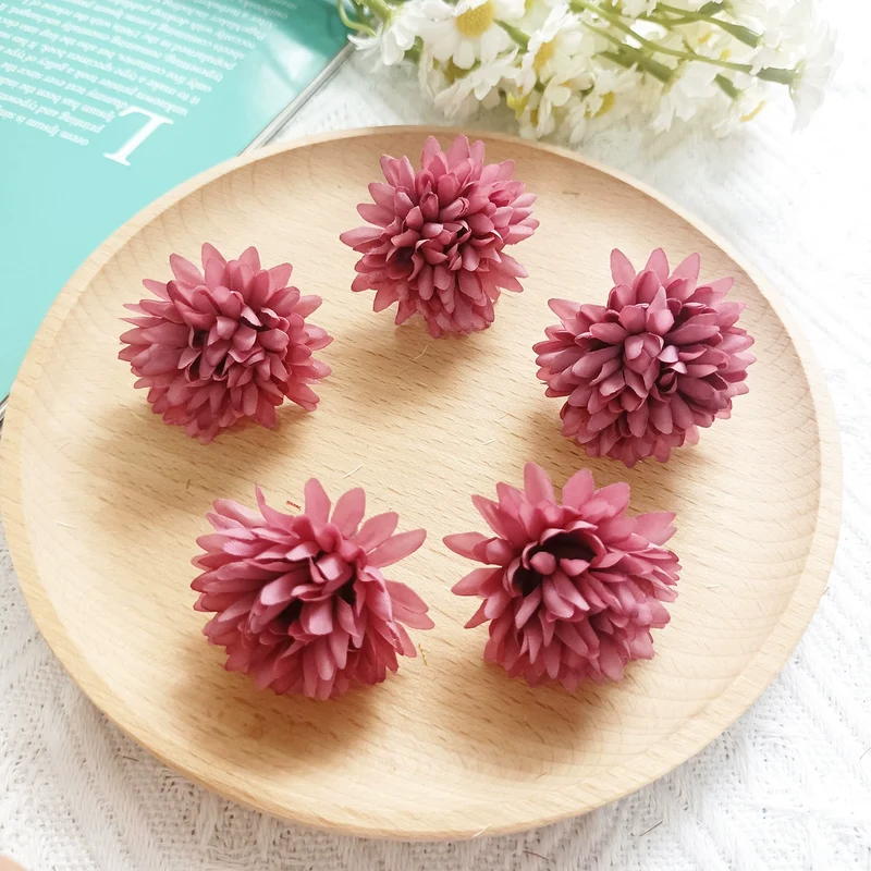 Künstliche Wildblumen Blütenköpfe 4cm, 10 Farben, Realistische Seidenblumen zum Basteln, DIY Gestecke, Hochzeitsdeko, Ansteckblume