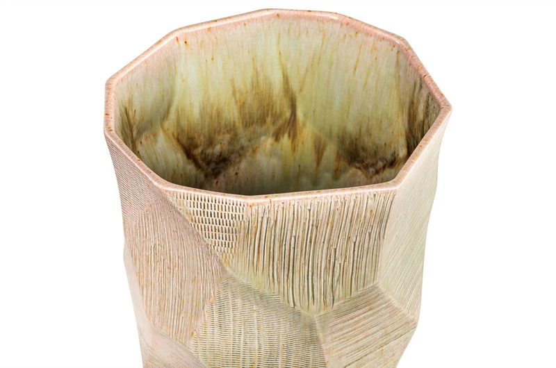 Casa Padrino Luxus Vase Ø 20 x H. 33,5 cm - Bauchige Vase Abstract aus Steingut mit Dekor in Pastelltönen - Luxus Deko Accessoires