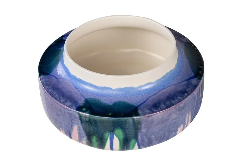 Casa Padrino Luxus Schale Ø 36,5 x H. 16 cm - Große Deko Schale aus feinem Porzellan mit frei gestalteter Oberfläche - Luxus Deko Accessoires