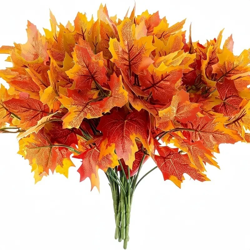 Künstliche Ahornblätter 2er-Set, 30 cm, Realistische Ahorn-Zweige für Herbstdeko, Tischdeko, Gestecke & Hochzeit, Kunstblätter