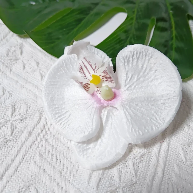8cm Realistische Kunstorchidee Haarclip, Hochzeitsdekoration, DIY Blüten für Brautsträuße, Tischdeko, Geschenkverpackung