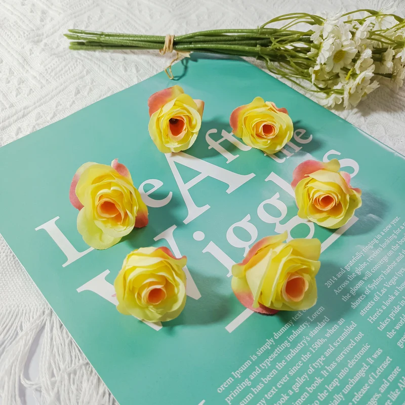 Künstliche kleine Rosenköpfe 4cm, realistisch, DIY Hochzeitsdekoration, Fotografie Requisiten, Geschenkverpackung, langlebig