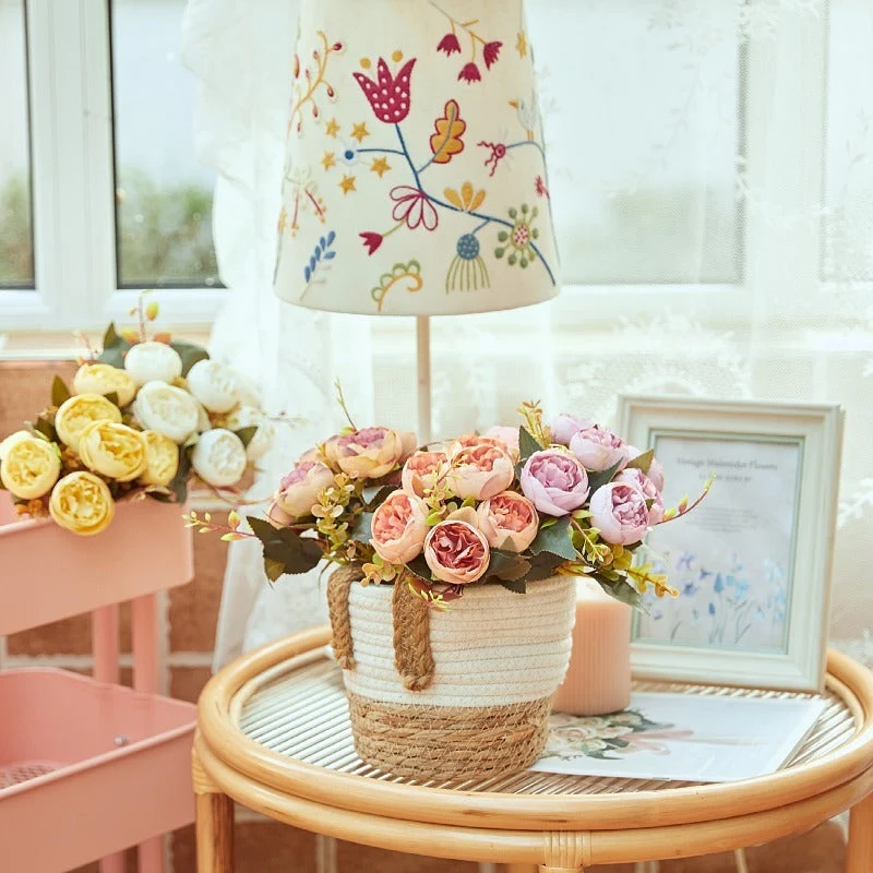 Kohlrosenbusch 25cm, 6 realistische Seidenrosen, Kunstblumen-Strauß für Deko, Hochzeit & Vase, Mengenrabatt für Gewerbe