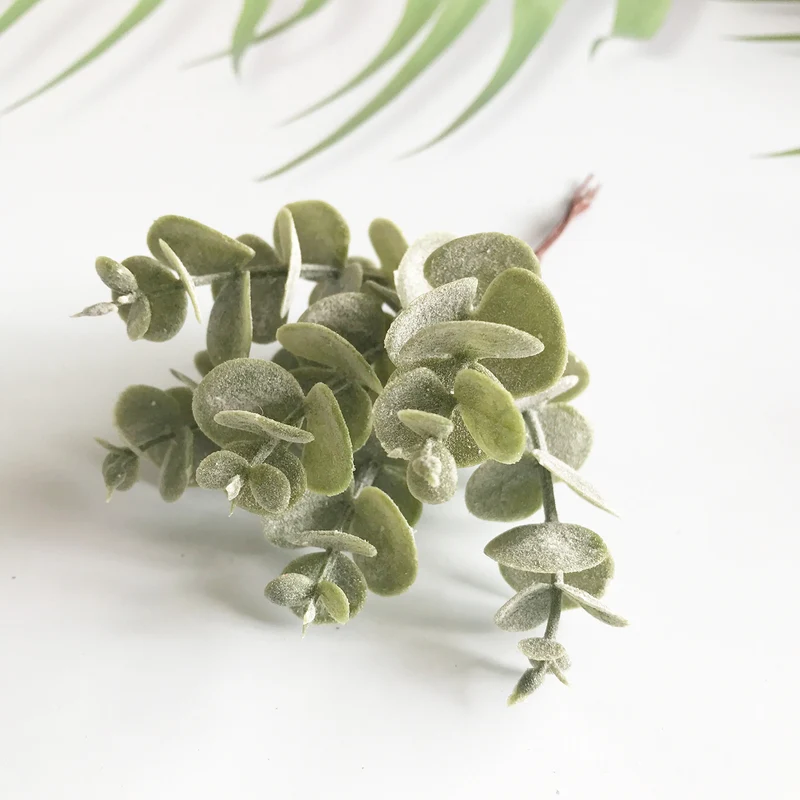 Künstliche Eukalyptusblätter 14,5 cm, Realistische Deko Zweige in Weiß-Grün, Ideal für Vasen, DIY Gestecke, Kränze & Hochzeitsdeko